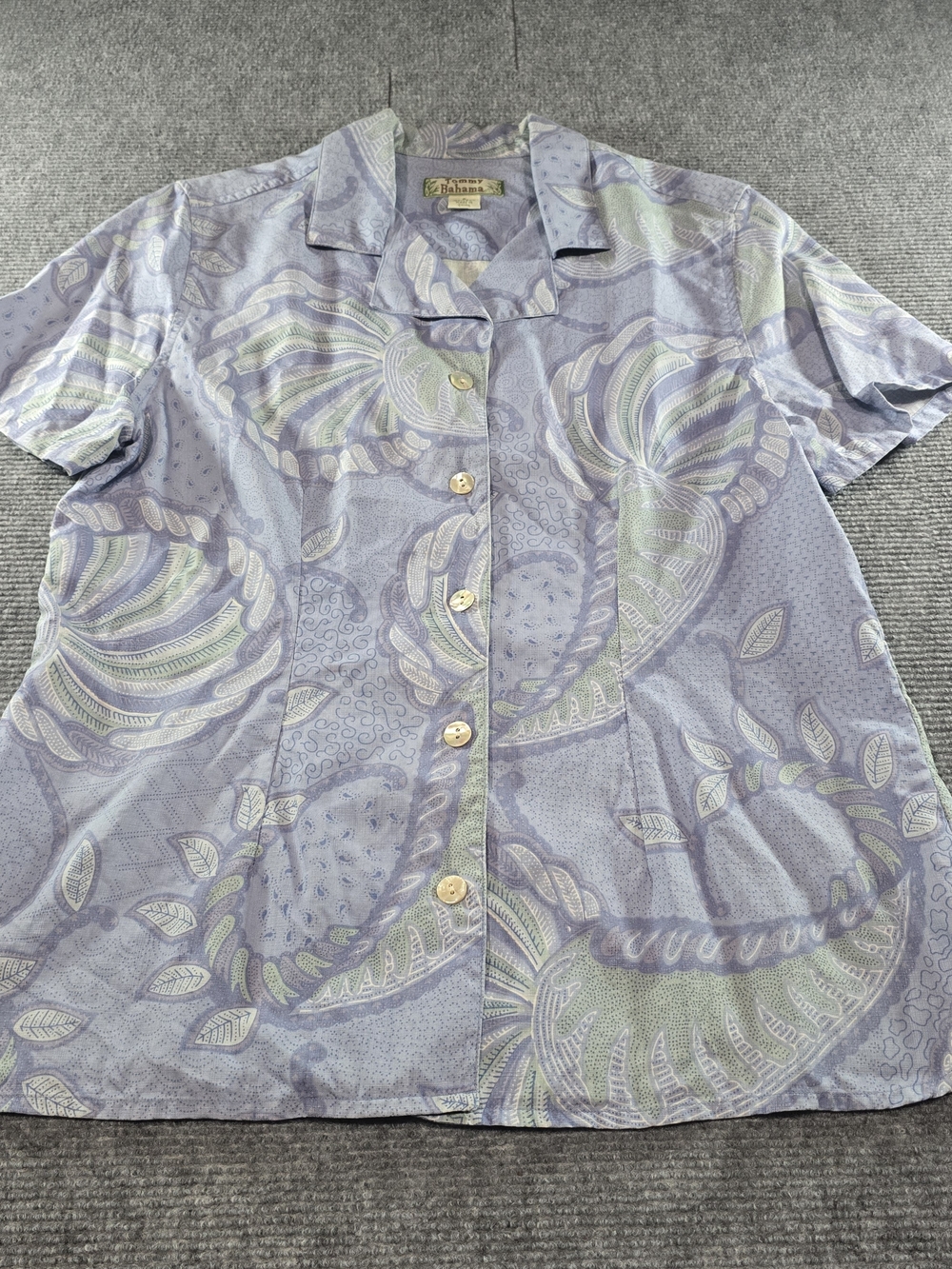 Vintage Y2K Tommy Bahama 100% Silk Tropical Shirt Women S Lavender Hawaiian